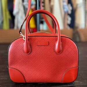 Gucci Bright Diamante Red Leather Top Handle Crossbody Bag